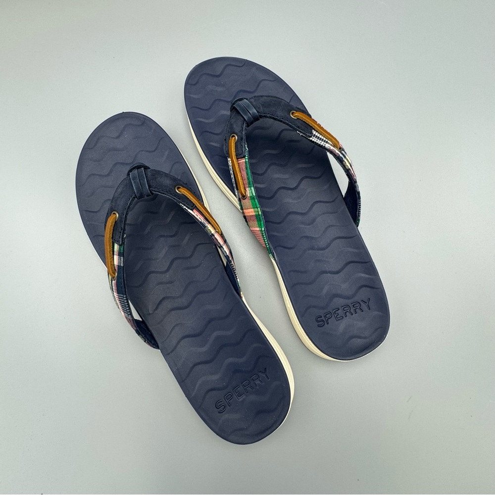 New Sperry Adriatic Plaid Multi Sandals Flip Flop Thong Skip Lace Women Size 10 - Picture 3 of 6